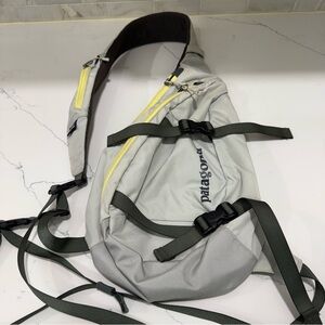 Patagonia Light Gray Belt Bag with Yellow Accents